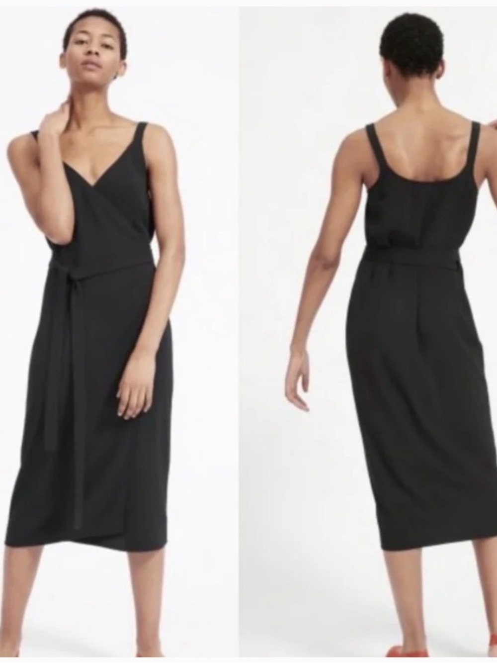 Everlane Japanese GoWeave Tank Wrap Dress in Black